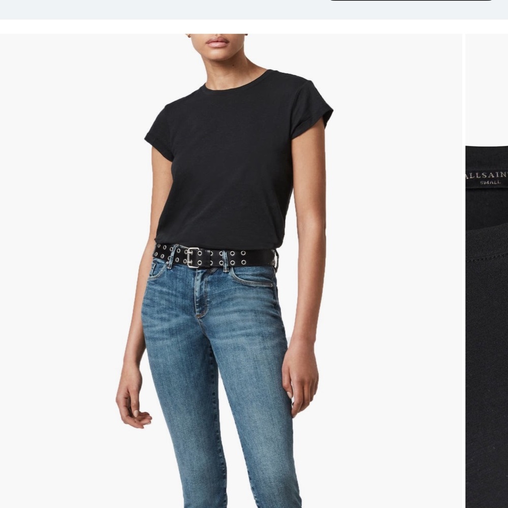 All Saints black Anna cuff  Sleeve cotton Tee sz 0